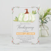 シンプルな感謝祭の食事 水彩花 秋 招待状 (スタンド正面)