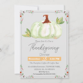 シンプルな感謝祭の食事 水彩花 秋 招待状