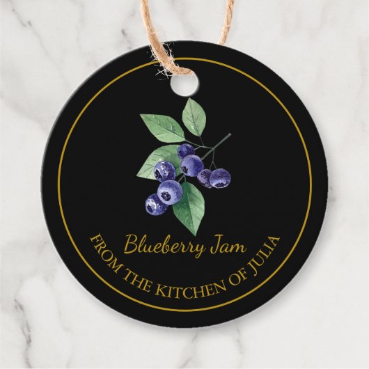 シンプルな手作りブルーベリージャムのブラックタグ フェイバータグ (正面)
