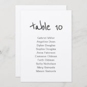 シンプルな手描きのテーブル番号と席次表 招待状 (正面/裏面)