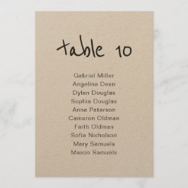 シンプルな手描きのテーブル番号と席次表 招待状