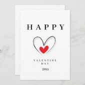 シンプルな手描きのハートのバレンタインデーカード シーズンカード (正面/裏面)
