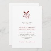 シンプルな手描きのベル クリスマス ウェディング 招待状 (正面/裏面)