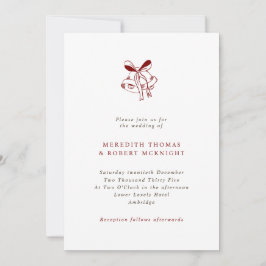 シンプルな手描きのベル クリスマス ウェディング 招待状