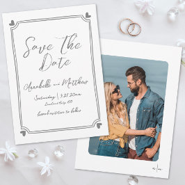 シンプルな手描きの写真+ウィムジカルな結婚式 セーブザデート