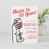 シンプルな手描きの「乾杯50年」50歳の誕生日 招待状 (スタンド正面)