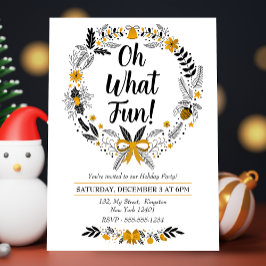 シンプルな手描きの Oh What Fun クリスマスパーティー シーズンカード