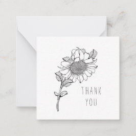 シンプルな手描きひまわり感謝の空白カード ノートカード
