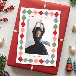 シンプルな手描きダイヤモンドフレームのクリスマス2枚の写真 シーズンカード