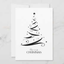 シンプルな手描きツリーのクリスマス ブラック ホワイト