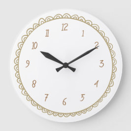 シンプルな手描き落書き 黄色と茶色 ラージ壁時計