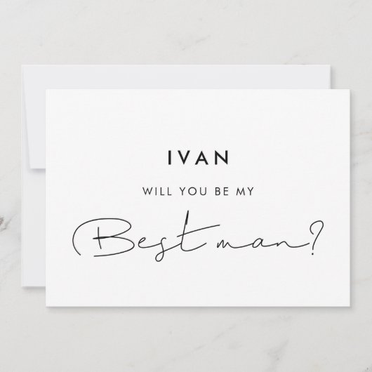 シンプルな手書きであなたが俺のベストマンになってくれる？ 招待状 (正面)