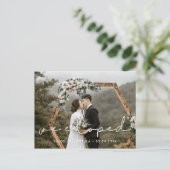 シンプルな手書きの写真で内緒の結婚 ポストカード (スタンド正面)