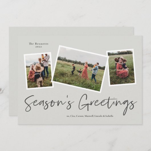 シンプルな手書きの季節の挨拶カード3枚の写真 シーズンカード (正面/裏面)