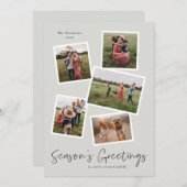 シンプルな手書きの季節の挨拶5枚の写真コラージュ シーズンカード (正面/裏面)