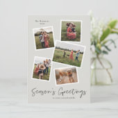 シンプルな手書きの季節の挨拶5枚の写真コラージュ シーズンカード (スタンド正面)