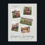 シンプルな手書きの季節の挨拶5枚の写真コラージュ シーズンポストカード<br><div class="desc">現代の手書き文字が特徴のシンプルな季節の挨拶5枚の写真コラージュ。背景とフォントの色は、お写真の色彩に合わせて自由にカスタマイズできます。編集ボタンをクリックしてデザインをカスタマイズしてください。</div>
