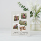 シンプルな手書きの季節の挨拶5枚写真コラージュ シーズンポストカード (スタンド正面)