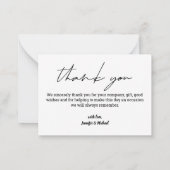 シンプルな手書きの結婚式の写真　ありがとう ノートカード (裏面)