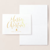 シンプルな手書きカリグラフィーのクリスマスグリーティング 箔カード (ディスプレー)