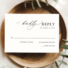 シンプルな手書きカリグラフィーの結婚式出欠確認カード 招待状