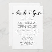 シンプルな手書きカリグラフィー モノクロ 招待状 (正面/裏面)