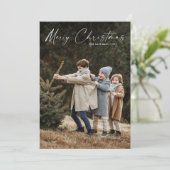 シンプルな手書きスクリプト写真クリスマス シーズンカード (スタンド正面)