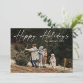 シンプルな手書きスクリプト写真 ハッピー シーズンカード (スタンド正面)