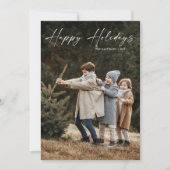 シンプルな手書きスクリプト写真 ハッピー シーズンカード (正面)