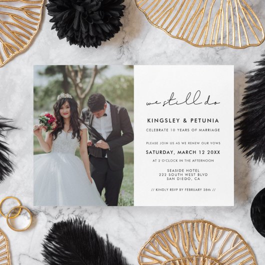 シンプルな手書きスタイル まだ愛を誓う写真 招待状