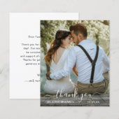 シンプルな手書きフォト結婚式の安いサンクスカード (正面/裏面)