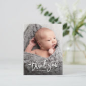 シンプルな手書きベイビー写真ありがとうございます ポストカード (スタンド正面)