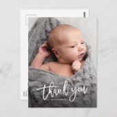 シンプルな手書きベイビー写真ありがとうございます ポストカード (正面/裏面)