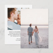 シンプルな手書きレタリング ウェディング サンクス カード (正面/裏面)