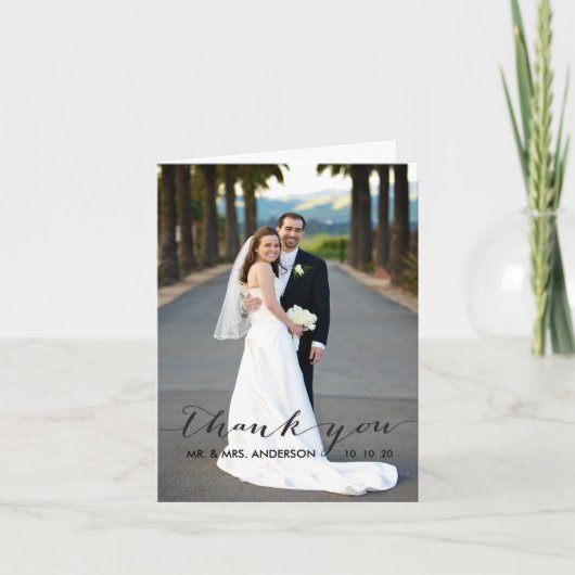 シンプルな手書き結婚式感謝カード サンキューカード (正面)