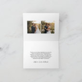 シンプルな手書き風の3枚の写真の結婚式 サンキューカード (内部)