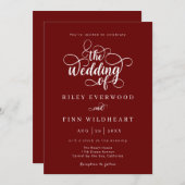 シンプルな手書き風カリグラフィー結婚式招待状 招待状 (正面/裏面)