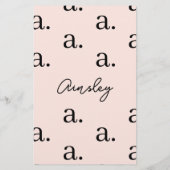 シンプルな手書き風パーソナライズモノグラムパターン 便箋 (裏面)