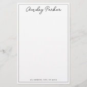 シンプルな手書き風 カスタムモノグラムパターン 便箋 (正面)