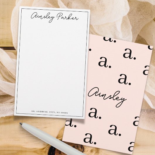 シンプルな手書き風 カスタムモノグラムパターン 便箋