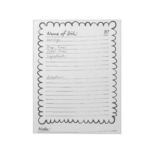 シンプルな手書き風 白黒レシピノート ノートパッド (回転)