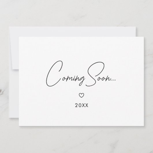 シンプルな手書き風「Coming Soon」ベビー・マタニティ 案内状 (正面)