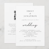 シンプルな手書き風QRコード結婚式 招待状 (正面/裏面)