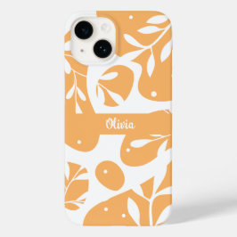シンプルな抽象オレンジのオーダーメイドフラワー Case-Mate iPhone 14ケース