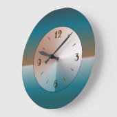 シンプルな抽象デザインインシルバータンブルー ラージ壁時計 (傾斜)