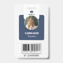シンプルな教師 ID カード | ネイビー カレッジ スクール ID バッジ