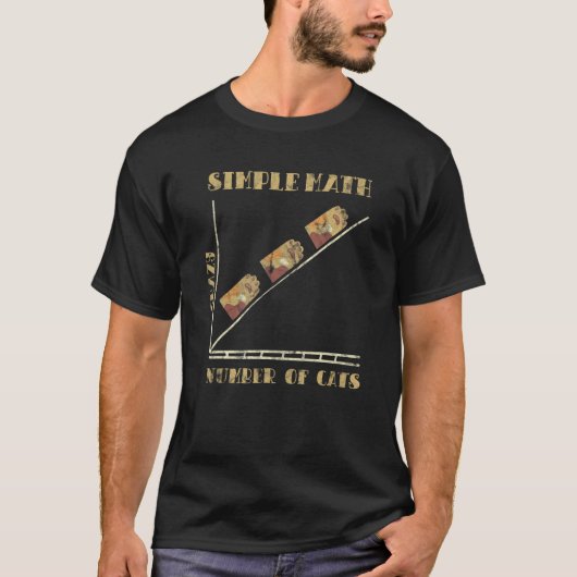 シンプルな数学 クレイジーな数の猫 Tシャツ (正面)