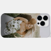 シンプルな新婚ウエディングフォトモノグラム 名前 Case-Mate iPhoneケース (裏面 (横))