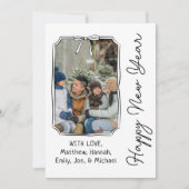 シンプルな新年のお祝い 黒と白の写真 シーズンカード (正面)