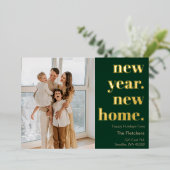 シンプルな新年の新居写真引越し 箔シーズンカード (立ち正面)